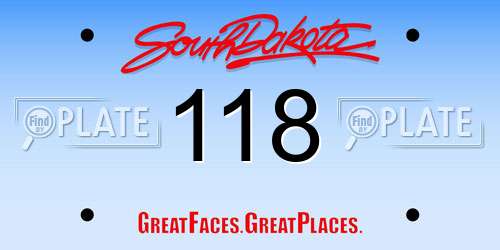 118 South Dakota License Plate
