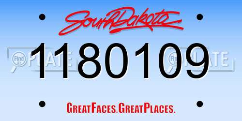 1180109 South Dakota License Plate