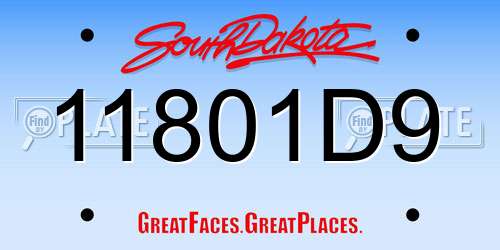 11801D9 South Dakota License Plate