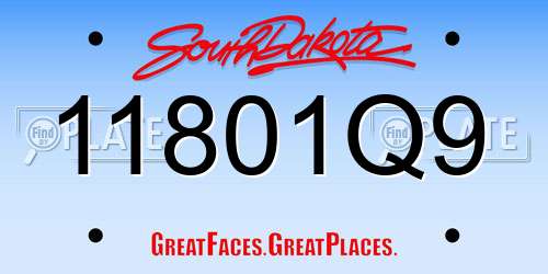 11801Q9 South Dakota License Plate