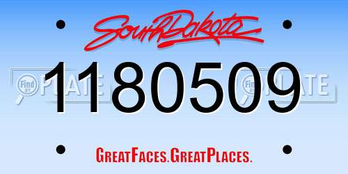1180509 South Dakota License Plate