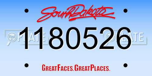 1180526 South Dakota License Plate