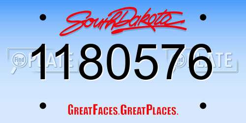 1180576 South Dakota License Plate