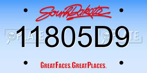 11805D9 South Dakota License Plate