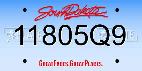 11805Q9 South Dakota License Plate