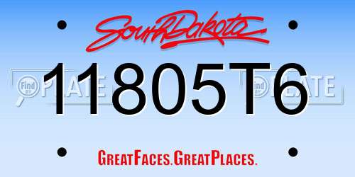 11805T6 South Dakota License Plate