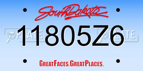11805Z6 South Dakota License Plate