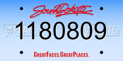 1180809 South Dakota License Plate