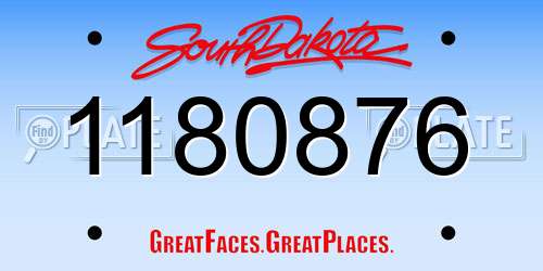 1180876 South Dakota License Plate