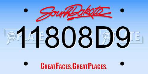 11808D9 South Dakota License Plate