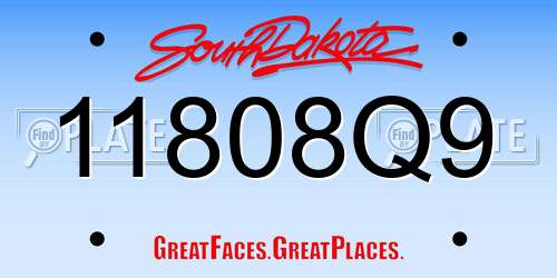 11808Q9 South Dakota License Plate