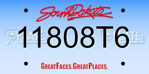11808T6 South Dakota License Plate