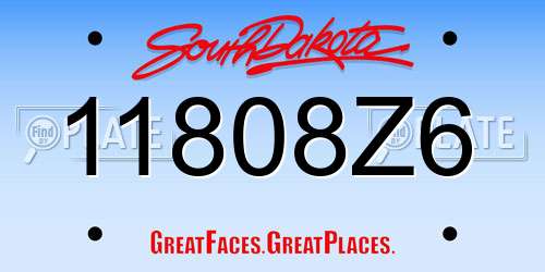 11808Z6 South Dakota License Plate