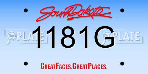 1181G South Dakota License Plate