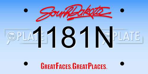 1181N South Dakota License Plate