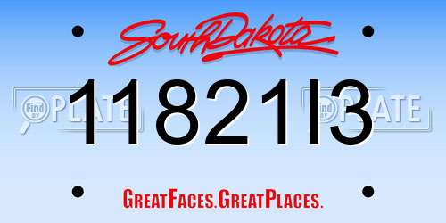 11821I3 South Dakota License Plate