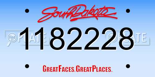 1182228 South Dakota License Plate