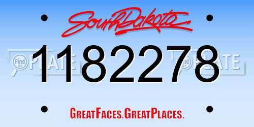 1182278 South Dakota License Plate