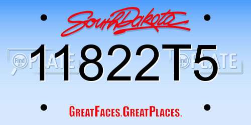 11822T5 South Dakota License Plate
