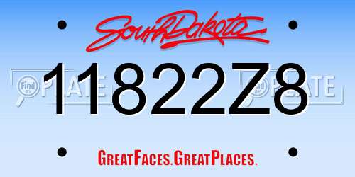 11822Z8 South Dakota License Plate