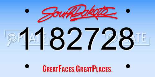 1182728 South Dakota License Plate