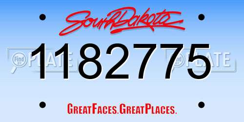 1182775 South Dakota License Plate