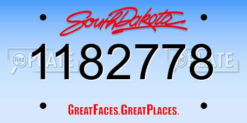 1182778 South Dakota License Plate
