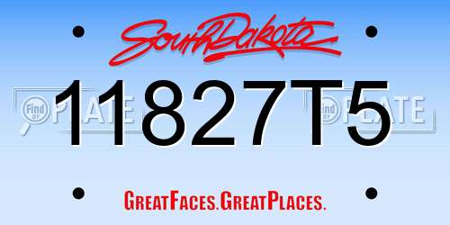 11827T5 South Dakota License Plate