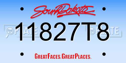 11827T8 South Dakota License Plate