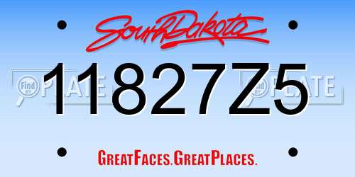11827Z5 South Dakota License Plate