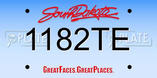 1182TE South Dakota License Plate