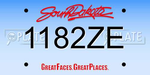 1182ZE South Dakota License Plate