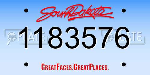 1183576 South Dakota License Plate