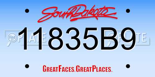 11835B9 South Dakota License Plate
