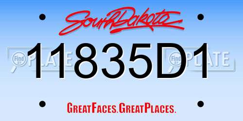 11835D1 South Dakota License Plate