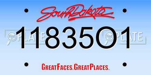 11835O1 South Dakota License Plate
