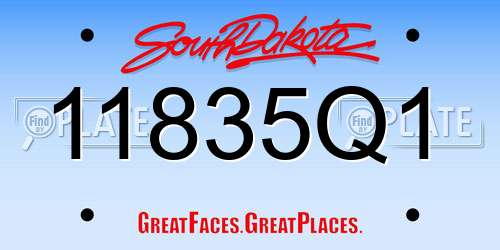 11835Q1 South Dakota License Plate