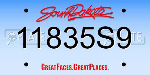 11835S9 South Dakota License Plate