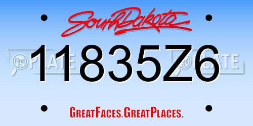 11835Z6 South Dakota License Plate