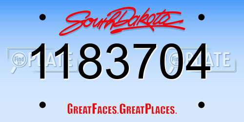 1183704 South Dakota License Plate