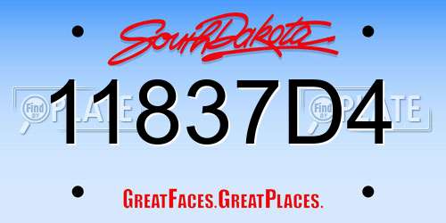 11837D4 South Dakota License Plate