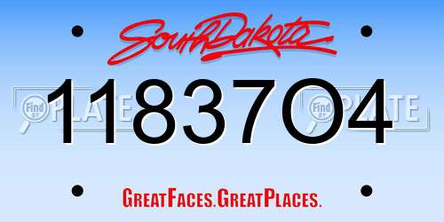 11837O4 South Dakota License Plate