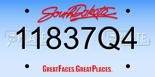 11837Q4 South Dakota License Plate