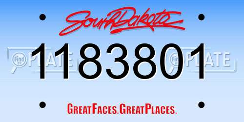 1183801 South Dakota License Plate