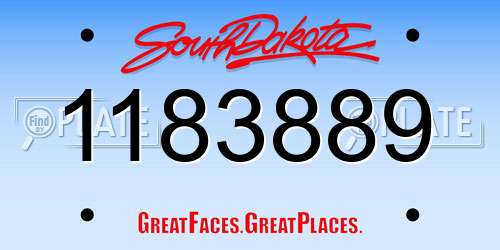 1183889 South Dakota License Plate