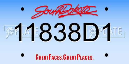 11838D1 South Dakota License Plate