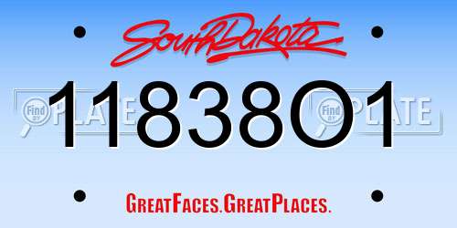 11838O1 South Dakota License Plate