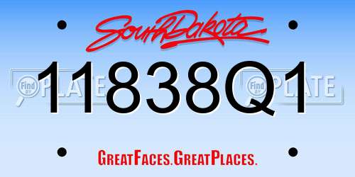 11838Q1 South Dakota License Plate