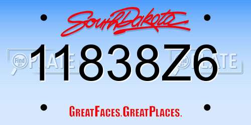 11838Z6 South Dakota License Plate