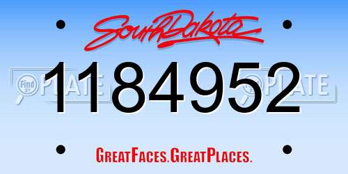1184952 South Dakota License Plate
